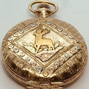 Waltham 14k Solid gold Multi-Color 1900 Antique Pocket Watch Runs Full Hunter